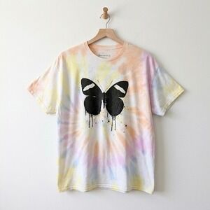 Ed Sheeran Mathematics Tour Tie Dye Butterfly Graphic T-Shirt XL Pastel Concert